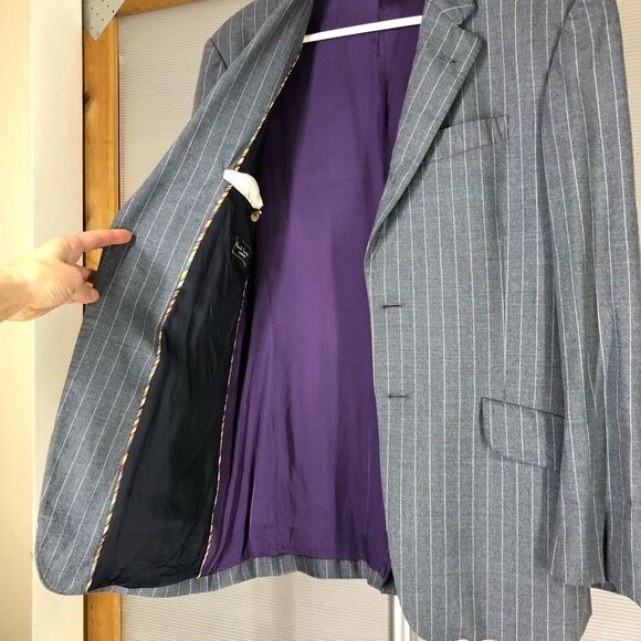 Vtg PAUL SMITH The Byard Wool Grey Pinstripe Blazer Suit Sz S - Picture 6 of 9